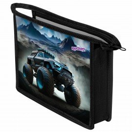 Папка для тетрадей ЮНЛАНДИЯ А4, 1 отделение, пластик, на молнии, Space driver, 273352