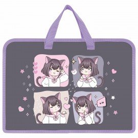 Папка на молнии с ручками ЮНЛАНДИЯ А4, 1 отделение, пластик, ширина 45 мм, Anime dreamer, 273357