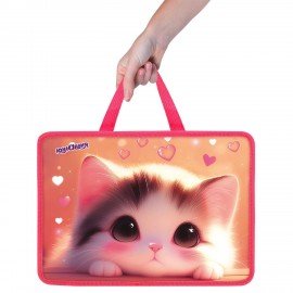 Папка на молнии с ручками ЮНЛАНДИЯ А4, 1 отделение, пластик, 80 мм, Dreamy kitty, 273361