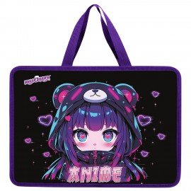 Папка на молнии с ручками ЮНЛАНДИЯ А4, 1 отделение, пластик, 80 мм, Anime fan, 273362