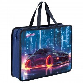 Папка на молнии с ручками ЮНЛАНДИЯ А4, 1 отделение, пластик, 80 мм, Fire wheels, 273364