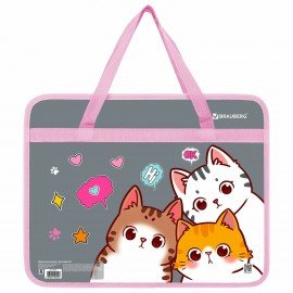 Папка на молнии с ручками BRAUBERG А4, 1 отделение, пластик, 80 мм, Hi there, 273370