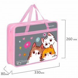 Папка на молнии с ручками BRAUBERG А4, 1 отделение, пластик, 80 мм, Hi there, 273370