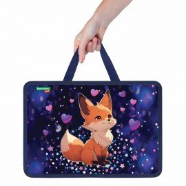 Папка на молнии с ручками BRAUBERG KIDS А4, 1 отделение, пластик, 100 мм, Fairy fox, 273375