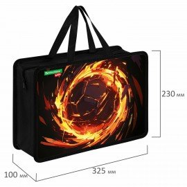 Папка на молнии с ручками BRAUBERG KIDS А4, 1 отделение, пластик, 100 мм, Fire split, 273378