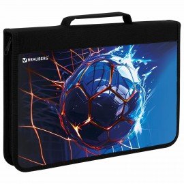 Папка на молнии BRAUBERG А4 с ручкой, с органайзером, 1 отделение, Score goal, 273385