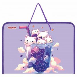 Папка для труда на молнии с ручками ПИФАГОР А4, 1 отделение, пластик, органайзер, Bubble tea, 273387