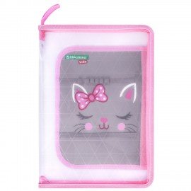 Папка для труда на молнии BRAUBERG KIDS А4, 1 отделение, прозрачная, органайзер, Tiny cutie, 273397