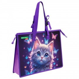 Папка для рисунков и чертежей с регулируемыми ручками BRAUBERG KIDS А3, 1 отделение, карман внутри, Curious cat, 273414