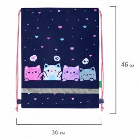 Мешок для обуви BRAUBERG KIDS, светоотражающая полоса, 46х36 см, Anti-gravity, 273437