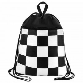 Мешок для обуви BRAUBERG БОЛЬШОЙ, с ручкой, карман на молнии, сетка, 49х41 см, Black and white, 273452