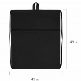 Мешок для обуви BRAUBERG БОЛЬШОЙ, с ручкой, карман на молнии, сетка, 49х41 см, Total Black, 273453