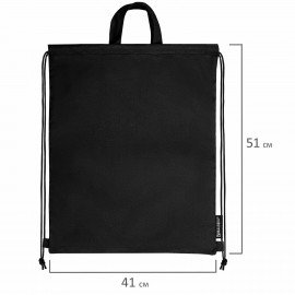 Мешок для обуви BRAUBERG большой удобный с ручкой, 51х41 см, Total Black, 273454