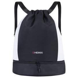 Рюкзак спортивный мешок HEIKKI ACTION (ХЕЙКИ) с отделением для обуви, вентилируемые стенки, 45х34 см, Total black, 273455