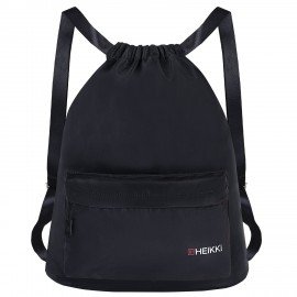 Рюкзак спортивный мешок HEIKKI CASUAL (ХЕЙКИ) с дополнительным карманом, 44х34 см, Total black, 273457
