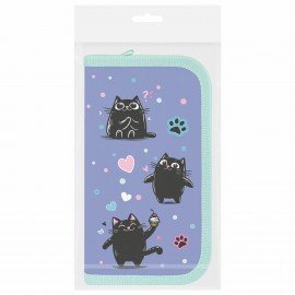 Пенал ПИФАГОР, 2 отделения, ламинированный картон, 19х11 см, Funny cats, 273481