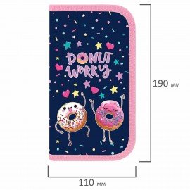 Пенал ПИФАГОР, 2 отделения, ламинированный картон, 19х11 см, Comic donuts, 273482