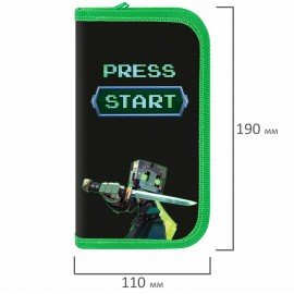 Пенал ПИФАГОР, 2 отделения, ламинированный картон, 19х11 см, Sharp sword, 273483