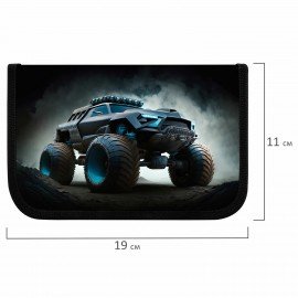 Пенал ЮНЛАНДИЯ, 1 отделение, картон с эффектом soft-touch, 19х11 см, Space driver, 273494