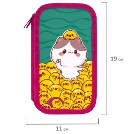 Пенал ЮНЛАНДИЯ, 3 отделения, картон с эффектом soft-touch, 19х11 см, Duck tales, 273500