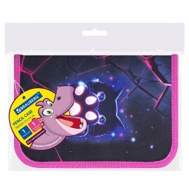 Пенал BRAUBERG, 1 отделение, 1 откидная планка, полиэстер, 21х14 см, Pink lava, 273522