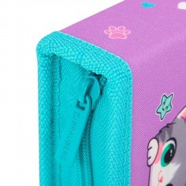 Пенал BRAUBERG, 1 отделение, 1 откидная планка, полиэстер, 21х14 см, Funny kittens, 273523