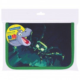 Пенал BRAUBERG, 1 отделение, 1 откидная планка, полиэстер, 21х14 см, Ominous spider, 273525