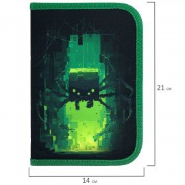 Пенал BRAUBERG, 1 отделение, 2 откидные планки, полиэстер, 21х14 см, Digital spider, 273528