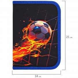 Пенал BRAUBERG, 1 отделение, 2 откидные планки, полиэстер, 21х14 см, Burning ball, 273529