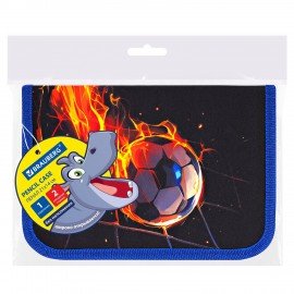 Пенал BRAUBERG, 1 отделение, 2 откидные планки, полиэстер, 21х14 см, Burning ball, 273529