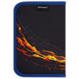 Пенал BRAUBERG, 1 отделение, 2 откидные планки, полиэстер, 21х14 см, Burning ball, 273529