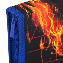 Пенал BRAUBERG, 1 отделение, 2 откидные планки, полиэстер, 21х14 см, Burning ball, 273529