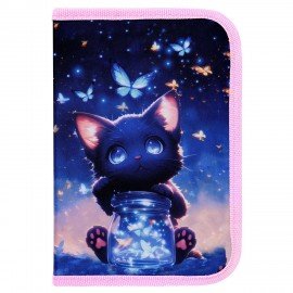 Пенал BRAUBERG с наполнением, 1 отделение, 1 откидная планка, 24 предмета, 21х14 см, Night catcher, 273530