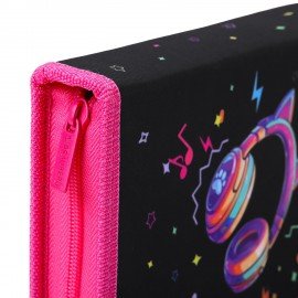 Пенал BRAUBERG с наполнением, 1 отделение, 1 откидная планка, 24 предмета, 21х14 см, Headphones, 273531