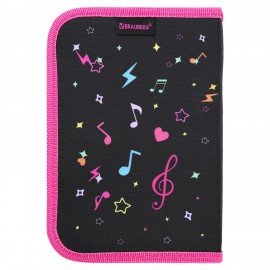 Пенал BRAUBERG с наполнением, 1 отделение, 1 откидная планка, 24 предмета, 21х14 см, Headphones, 273531