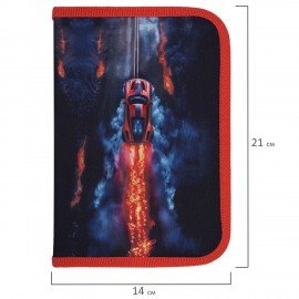 Пенал BRAUBERG с наполнением, 1 отделение, 1 откидная планка, 24 предмета, 21х14 см, Foggy car, 273533