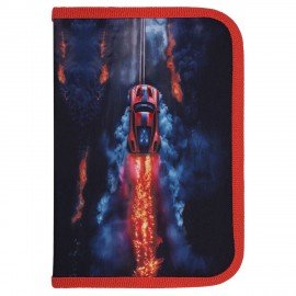 Пенал BRAUBERG с наполнением, 1 отделение, 1 откидная планка, 24 предмета, 21х14 см, Foggy car, 273533