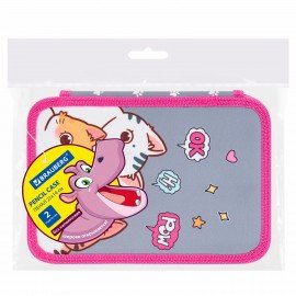 Пенал BRAUBERG, 2 отделения, полиэстер, 21х14 см, Hi there, 273536