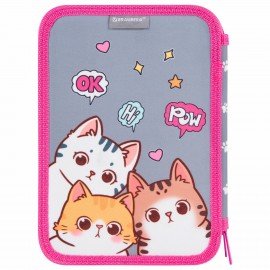 Пенал BRAUBERG, 2 отделения, полиэстер, 21х14 см, Hi there, 273536