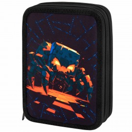 Пенал BRAUBERG, 2 отделения, полиэстер, 21х14 см, Fire spider, 273537