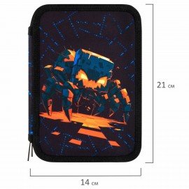 Пенал BRAUBERG, 2 отделения, полиэстер, 21х14 см, Fire spider, 273537