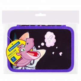 Пенал BRAUBERG, 3 отделения, полиэстер, 21х14 см, Sleeping kitten, 273538