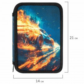 Пенал BRAUBERG, 3 отделения, полиэстер, 21х14 см, Speed increase, 273539