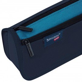 Пенал мягкий BRAUBERG KIDS, 2 отделения, полиэстер, Dark blue, 22x10x6 см, 273551