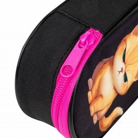 Пенал-футляр BRAUBERG, 1 отделение, органайзер, полиэстер, 22x9х5 см, Angry kitty, 273566
