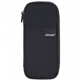 Пенал-органайзер BRAUBERG, 1 отделение, откидная планка, полиэстер, 22х10х6 см, Total black, 273577
