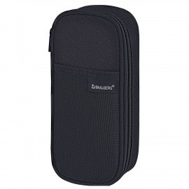 Пенал-органайзер BRAUBERG, 1 отделение, откидная планка, полиэстер, 22х10х6 см, Total black, 273577