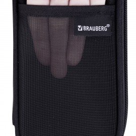 Пенал-органайзер BRAUBERG, 1 отделение, откидная планка, полиэстер, 22х10х6 см, Total black, 273577