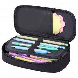 Пенал-органайзер BRAUBERG, 1 отделение, откидная планка, полиэстер, 22х10х6 см, Total black, 273577