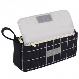 Пенал мягкий BRAUBERG, 1 отделение, карман на липучке, значок, 22х10х6 см, Black checkered, 273579